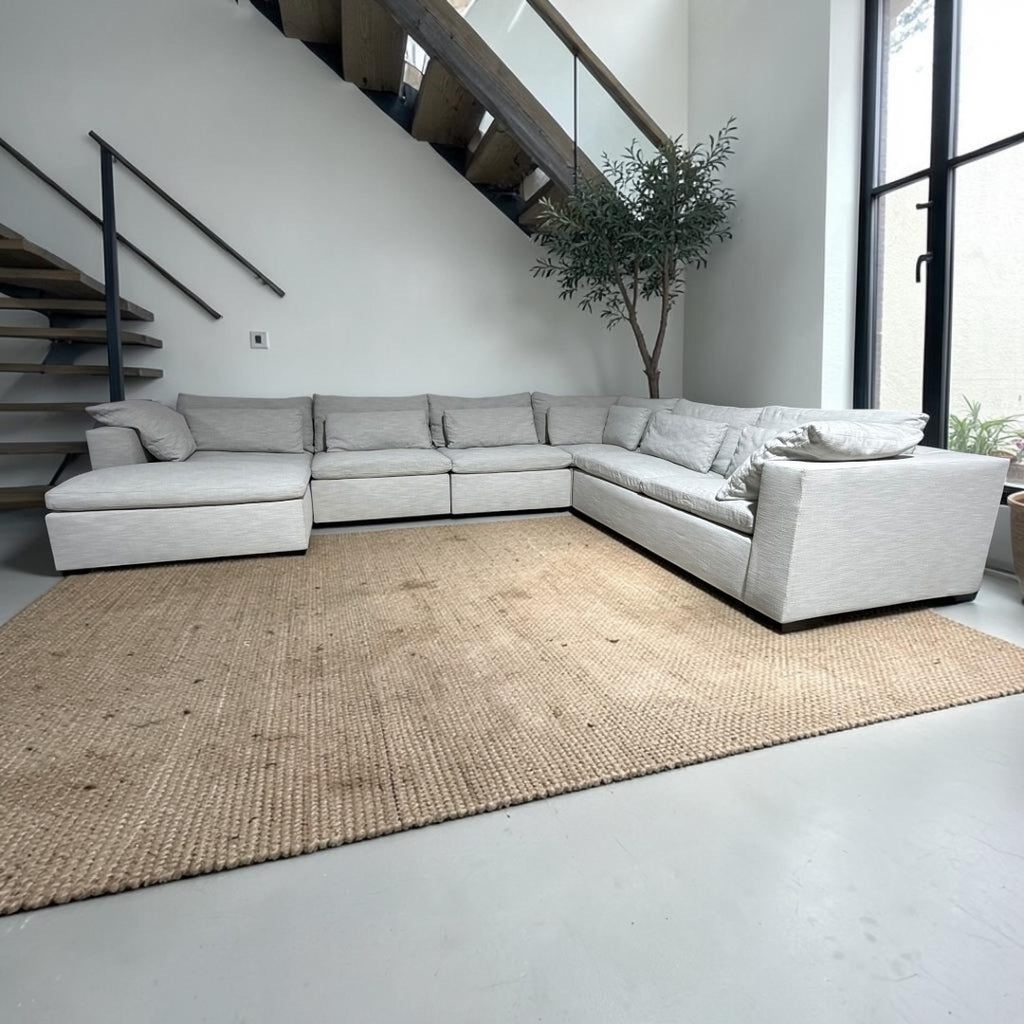 West Elm Harmony 158" U-Shape Sleeper Sectional in Frost Gray Linen Weave