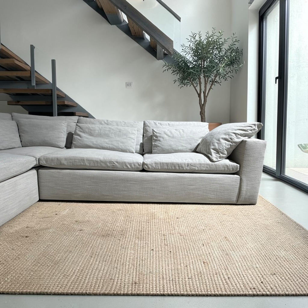 West Elm Harmony 158" U-Shape Sleeper Sectional in Frost Gray Linen Weave