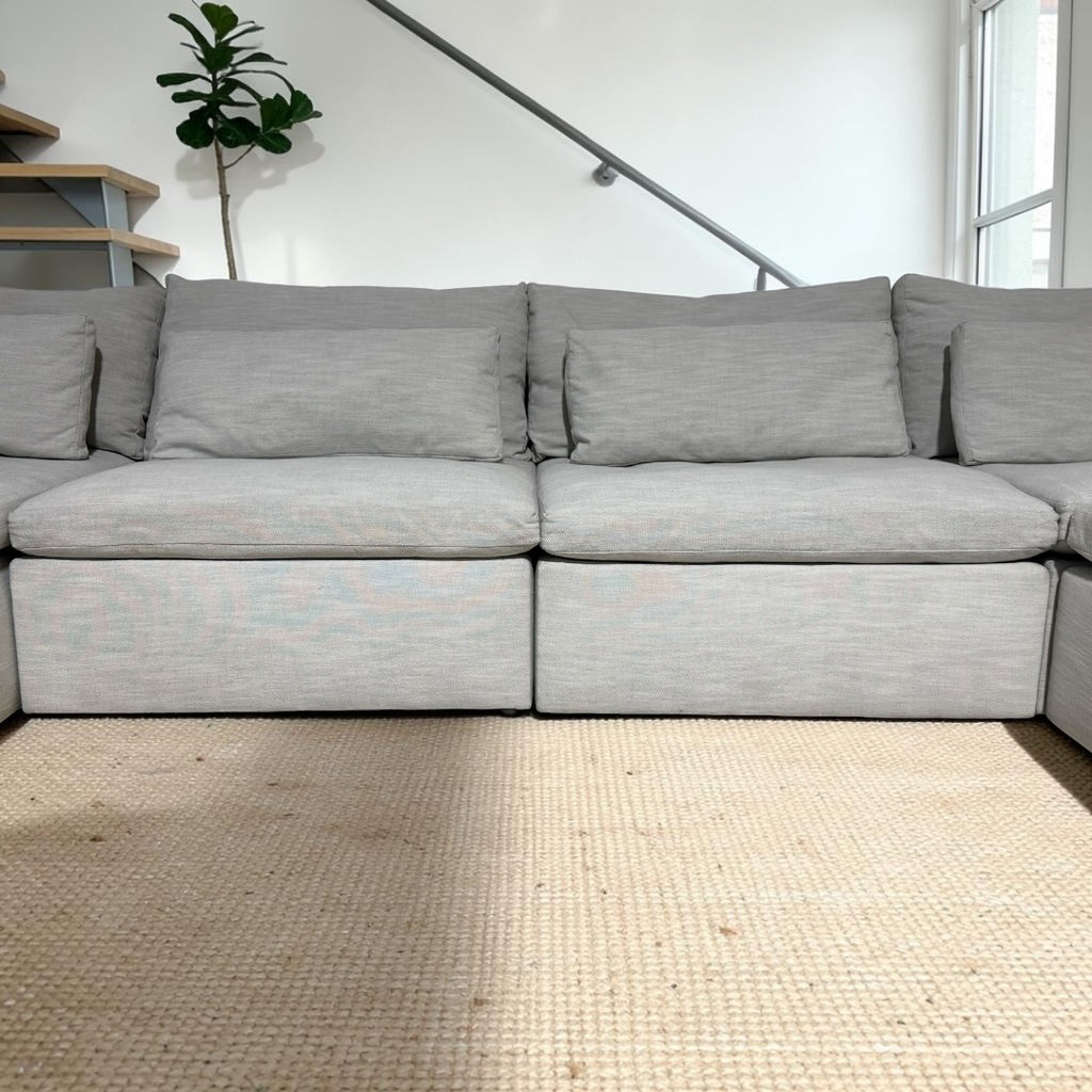 West Elm Harmony 158" U-Shape Sleeper Sectional in Frost Gray Linen Weave