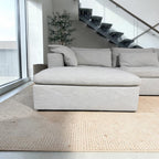 West Elm Harmony 158" U-Shape Sleeper Sectional in Frost Gray Linen Weave