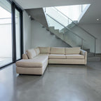 West Elm Harris 114” 2-Piece Sleeper Sofa w/ Bumper Chaise Sectional in Alabaster Performance Basketweave