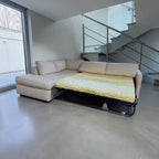 West Elm Harris 114” 2-Piece Sleeper Sofa w/ Bumper Chaise Sectional in Alabaster Performance Basketweave