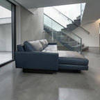 Room & Board Pierson 129” Leather, 2 Piece Sofa Chaise Sectional, Down Blend in Vento Cadet Leather