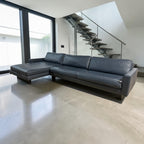 Room & Board Pierson 129” Leather, 2 Piece Sofa Chaise Sectional, Down Blend in Vento Cadet Leather