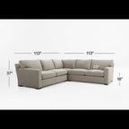Crate & Barrel Axis113” 2 Piece, L Shape XL Deep Sofa Sectional w/ Ottoman, Down Blend Cushions in Synergy Haze Chenille