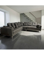 Restoration Hardware Cordoba 139” x 118” 3 Piece, XL wide Sofa Sectional, Heavy Down Blend Cushions in Charcoal Performance Linen Basketweave
