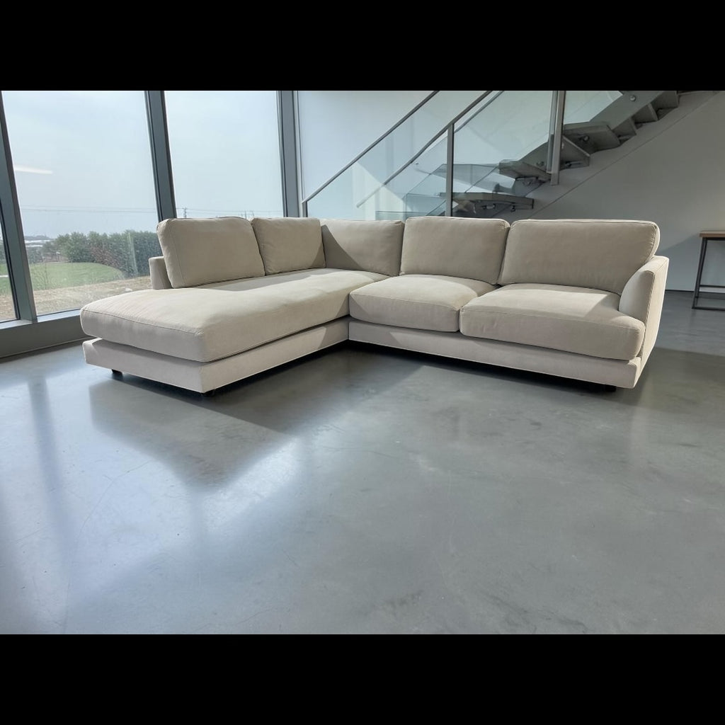 West Elm Haven 108” 2-Piece Bumper Chaise Sectional, Heavy Down Blend Cushions in Natural Washed Canvas