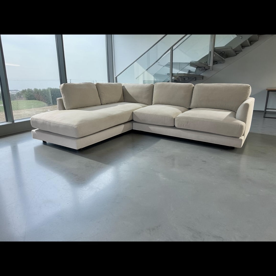 West Elm Haven 108” 2-Piece Bumper Chaise Sectional, Heavy Down Blend Cushions in Natural Washed Canvas