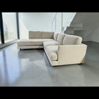 West Elm Haven 108” 2-Piece Bumper Chaise Sectional, Heavy Down Blend Cushions in Natural Washed Canvas
