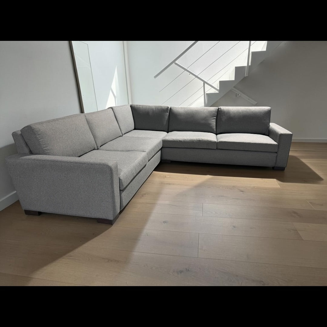 Joybird Anton 114” 3 Piece L Shape Corner Sofa Sectional in Essence Ash