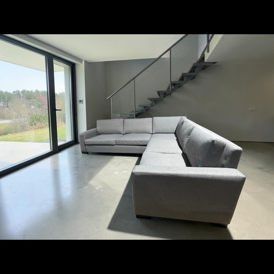 Joybird Anton 114” 3 Piece L Shape Corner Sofa Sectional in Essence Ash