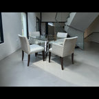 Room & Board Glass Dining Table and 4 chairs in Conley Slate