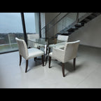 Room & Board Glass Dining Table and 4 chairs in Conley Slate