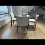 Room & Board Glass Dining Table and 4 chairs in Conley Slate