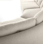 Crate & Barrel Bucktown 142” Modular 5-Piece Curved L-Shaped Wedge Sectional Sofa in Vanilla Belden boucle