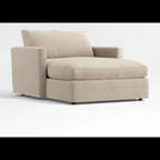 Crate & Barrel Lounge Deep Chaise Lounge, Down Blend in Camel Covet, Velvet
