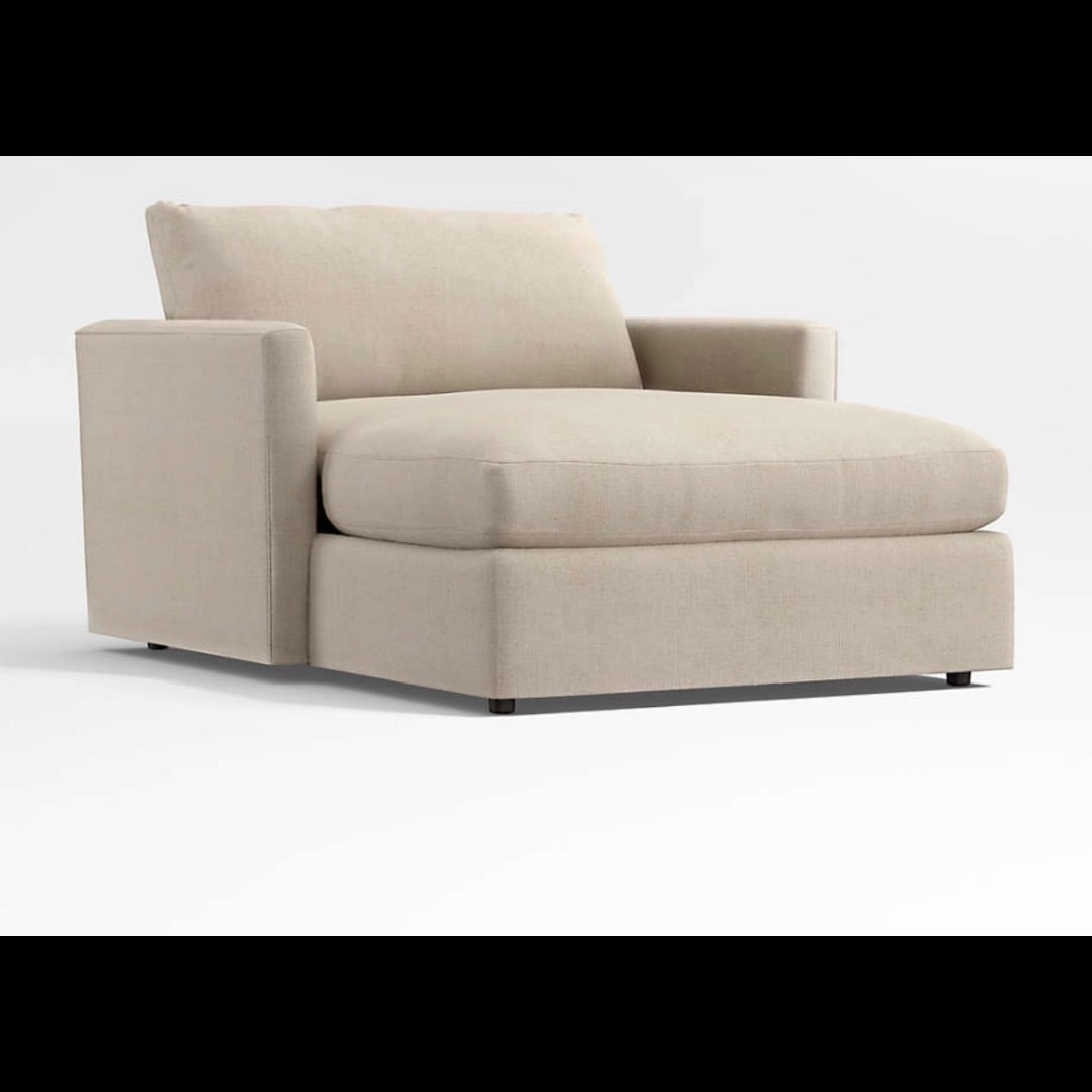 Crate & Barrel Lounge Deep Chaise Lounge, Down Blend in Camel Covet, Velvet