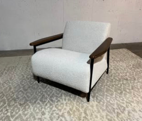 Burrow Palmer Chair - Champagne, Performance Boucle Burrow with Walnut Arms