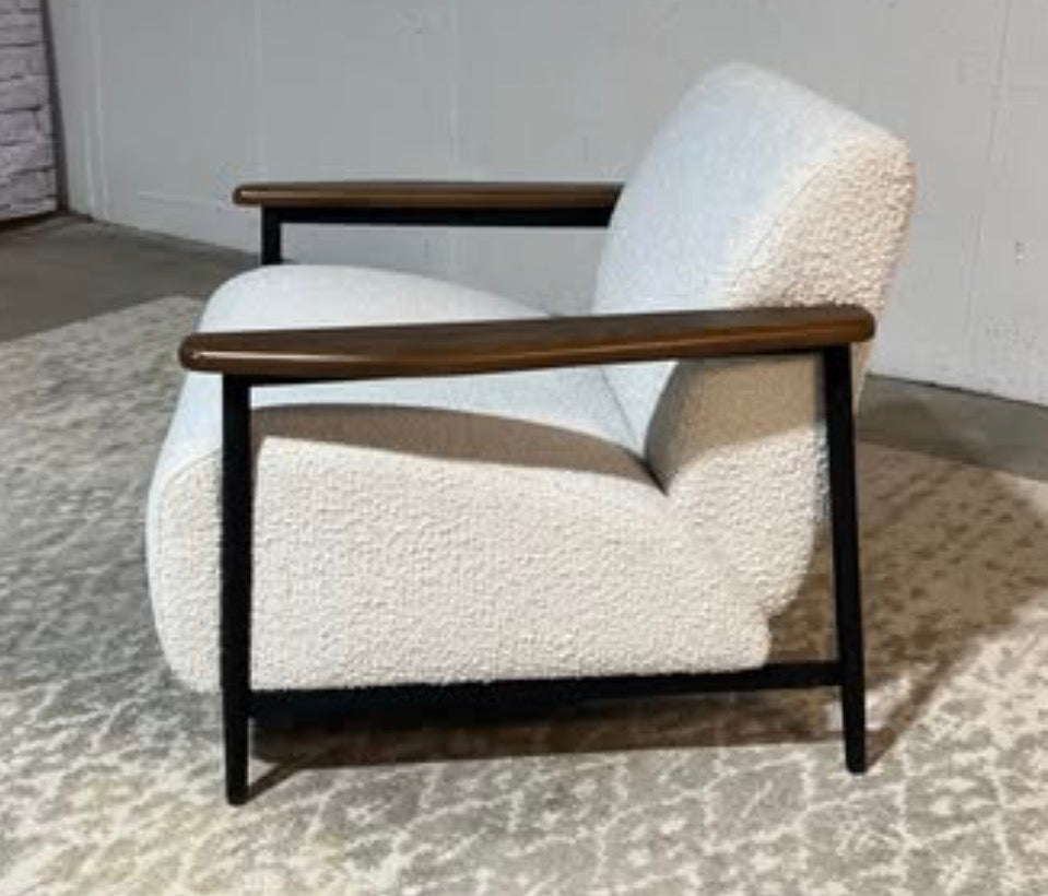 Burrow Palmer Chair - Champagne, Performance Boucle Burrow with Walnut Arms
