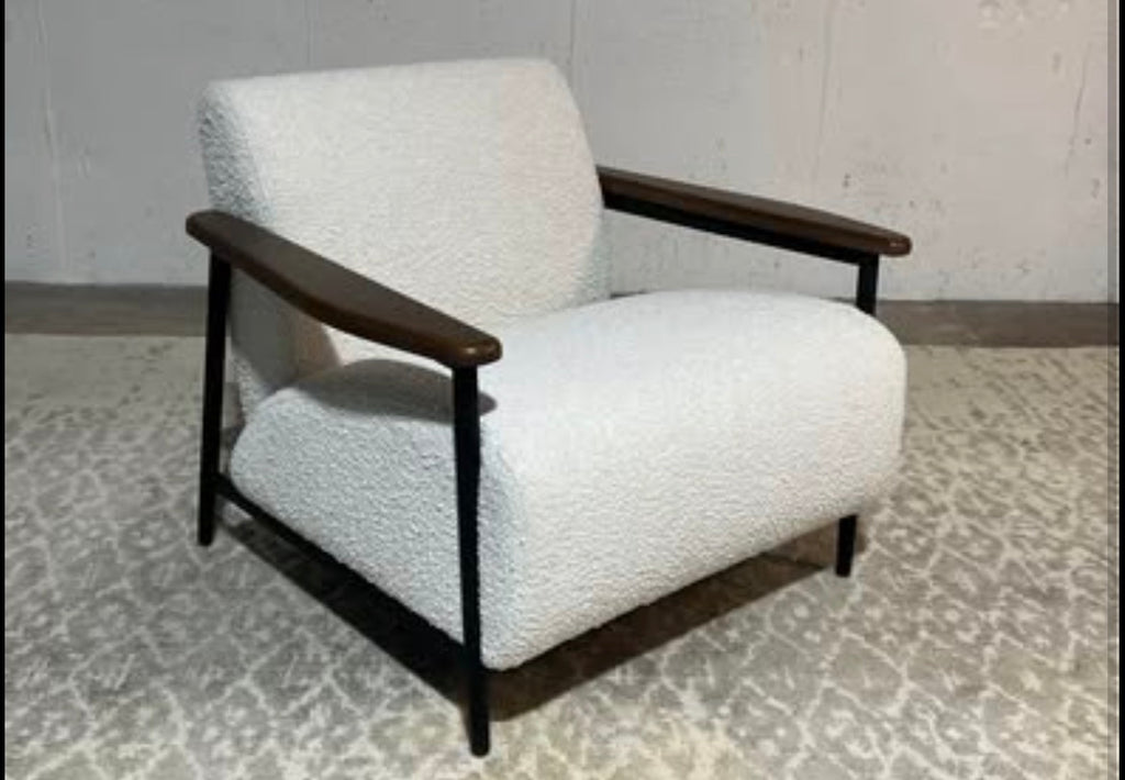 Burrow Palmer Chair - Champagne, Performance Boucle Burrow with Walnut Arms