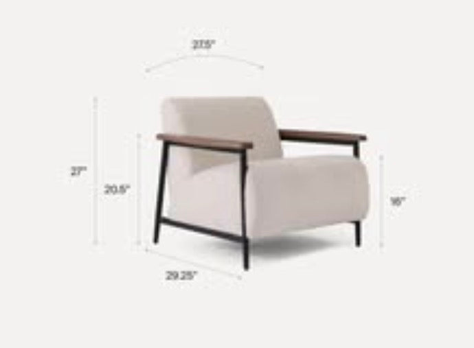 Burrow Palmer Chair - Champagne, Performance Boucle Burrow with Walnut Arms
