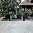 Crate & Barrel Abaco Modular All-Weather Wicker Outdoor Sofa Sectional with Graphite Sunbrella ® Cushion
