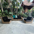 Crate & Barrel Abaco Modular All-Weather Wicker Outdoor Sofa Sectional with Graphite Sunbrella ® Cushion