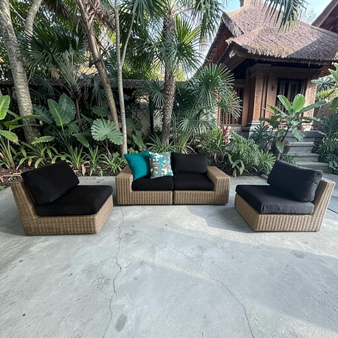 Crate & Barrel Abaco Modular All-Weather Wicker Outdoor Sofa Sectional with Graphite Sunbrella ® Cushion