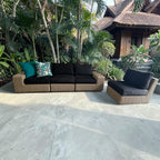 Crate & Barrel Abaco Modular All-Weather Wicker Outdoor Sofa Sectional with Graphite Sunbrella ® Cushion