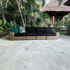 Crate & Barrel Abaco Modular All-Weather Wicker Outdoor Sofa Sectional with Graphite Sunbrella ® Cushion