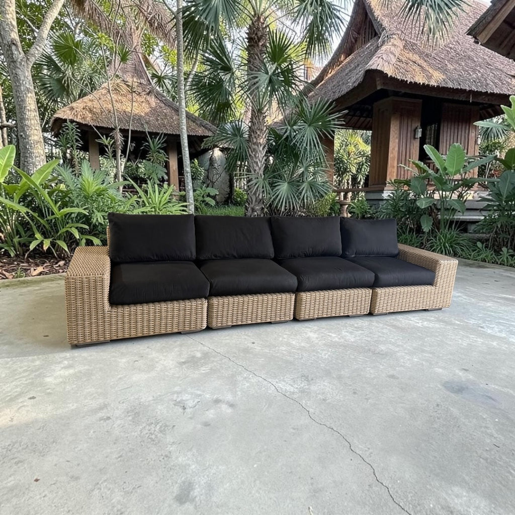 Crate & Barrel Abaco Modular All-Weather Wicker Outdoor Sofa Sectional with Graphite Sunbrella ® Cushion