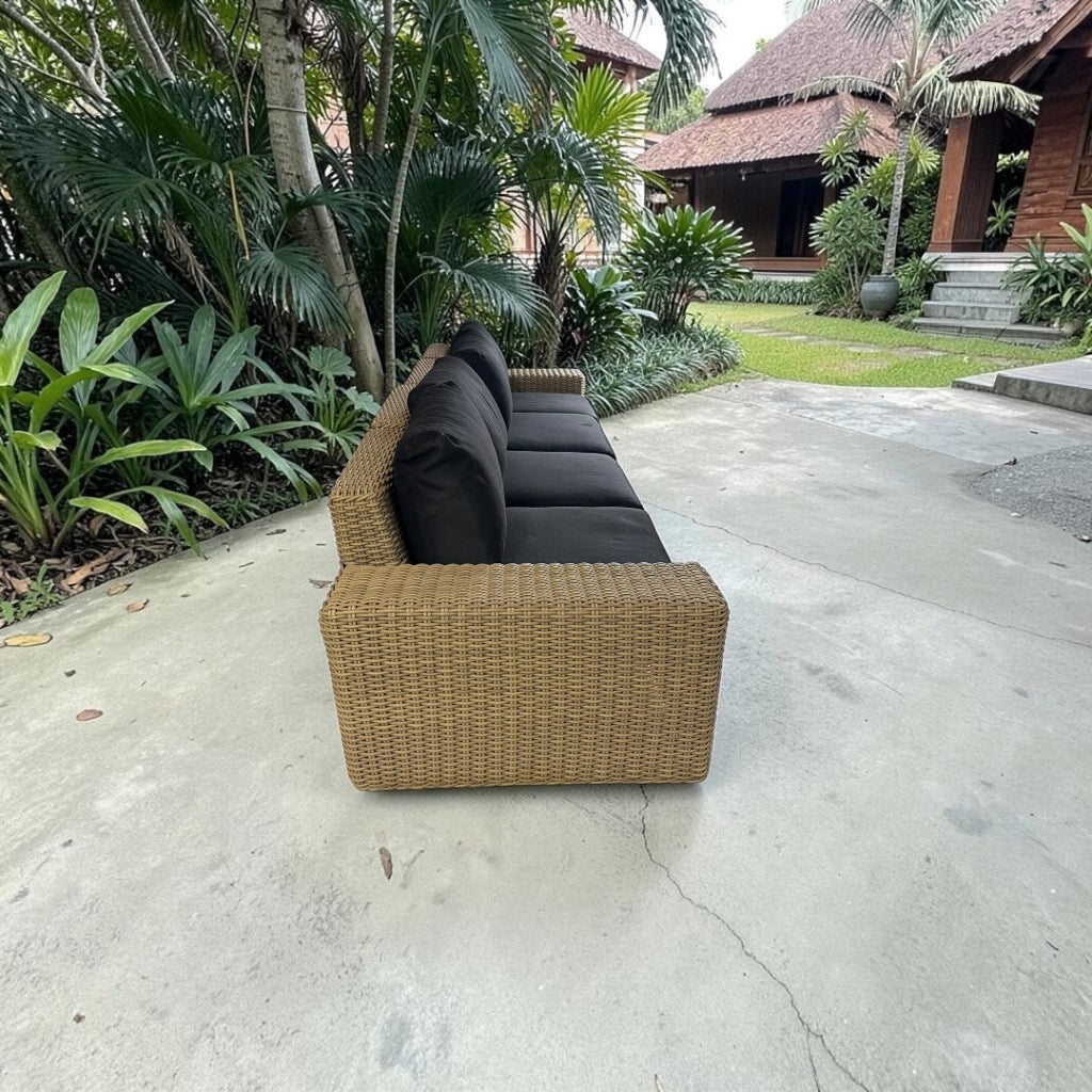 Crate & Barrel Abaco Modular All-Weather Wicker Outdoor Sofa Sectional with Graphite Sunbrella ® Cushion