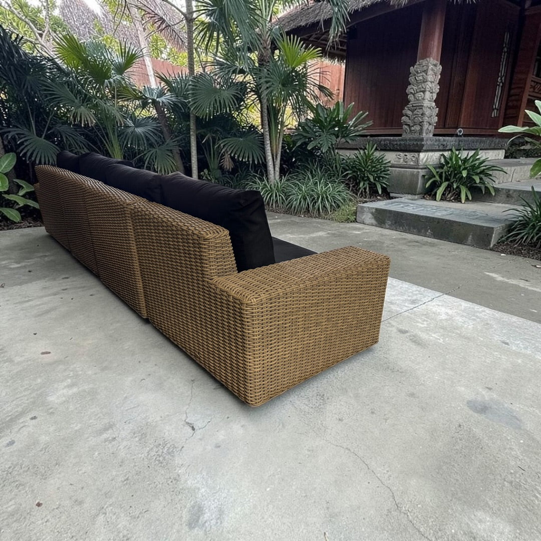 Crate & Barrel Abaco Modular All-Weather Wicker Outdoor Sofa Sectional with Graphite Sunbrella ® Cushion