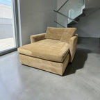 Crate & Barrel Lounge Deep Chaise Lounge, Down Blend in Camel Covet, Velvet