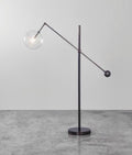 Restoration Hardware Glass Globe Mobile Lever Task Floor Lamp in Gun Metal Black