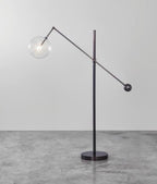 Restoration Hardware Glass Globe Mobile Lever Task Floor Lamp in Gun Metal Black