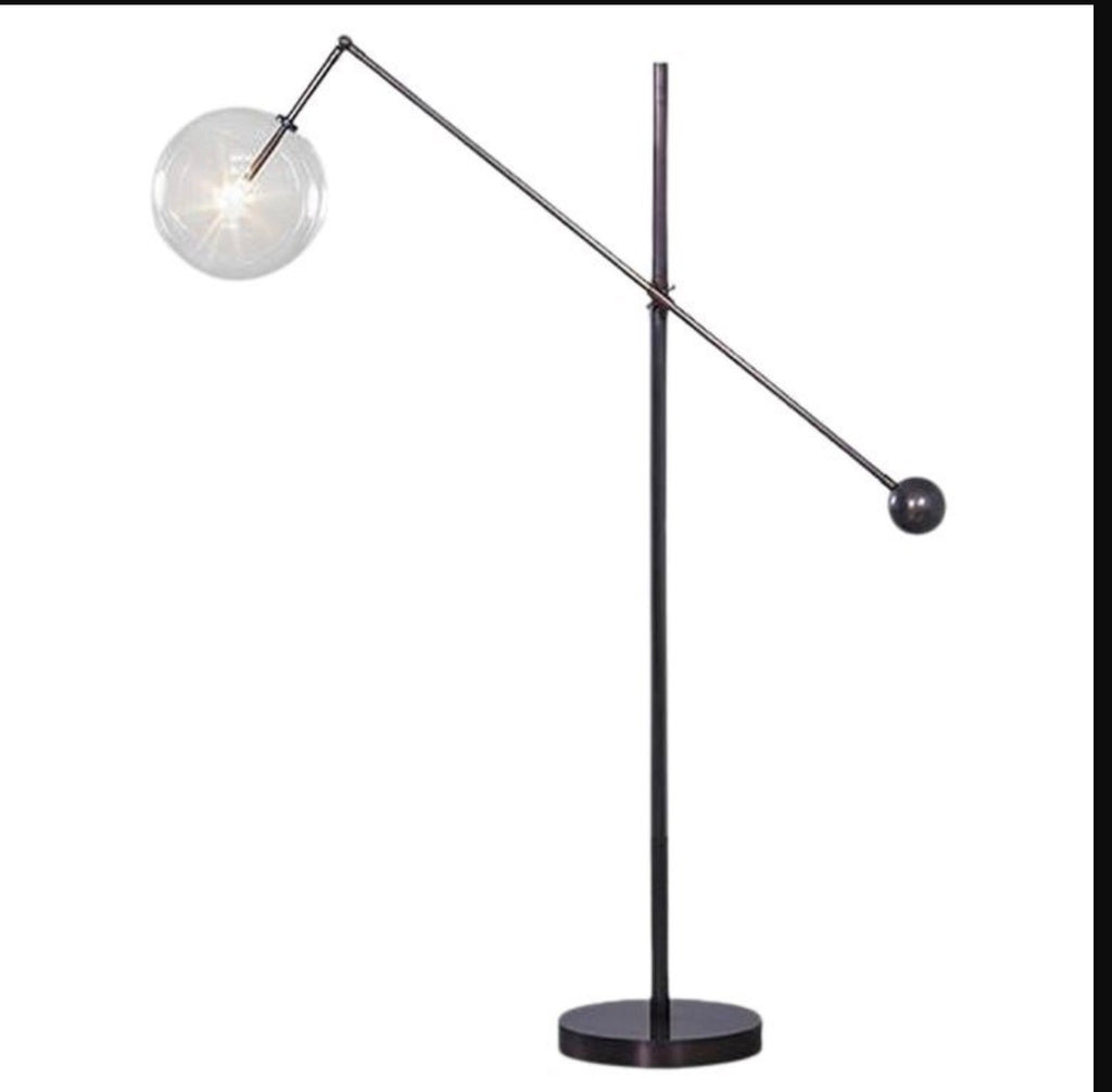 Restoration Hardware Glass Globe Mobile Lever Task Floor Lamp in Gun Metal Black