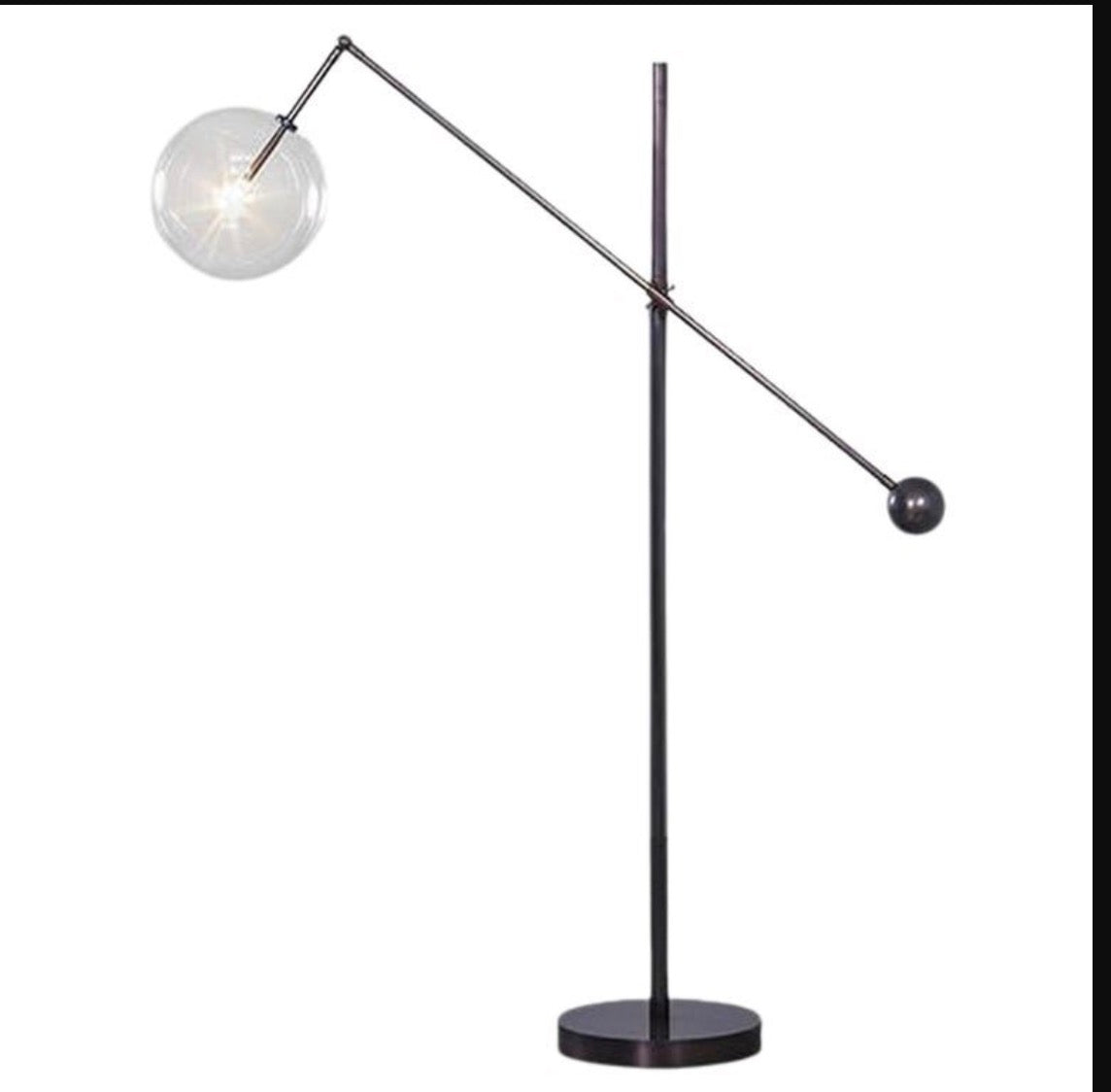 Restoration Hardware Glass Globe Mobile Lever Task Floor Lamp in Gun Metal Black