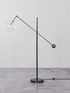 Restoration Hardware Glass Globe Mobile Lever Task Floor Lamp in Gun Metal Black