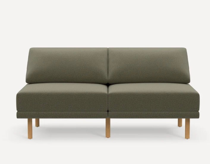 Burrow Range 2- Piece Open Sofa in Performance Moss Green Flatweave