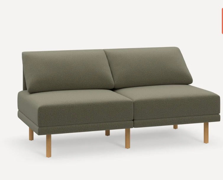 Burrow Range 2- Piece Open Sofa in Performance Moss Green Flatweave