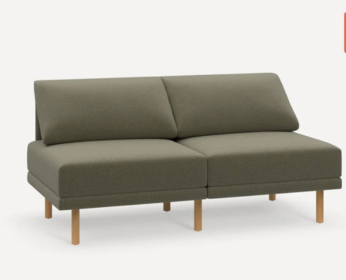 Burrow Range 2- Piece Open Sofa in Performance Moss Green Flatweave