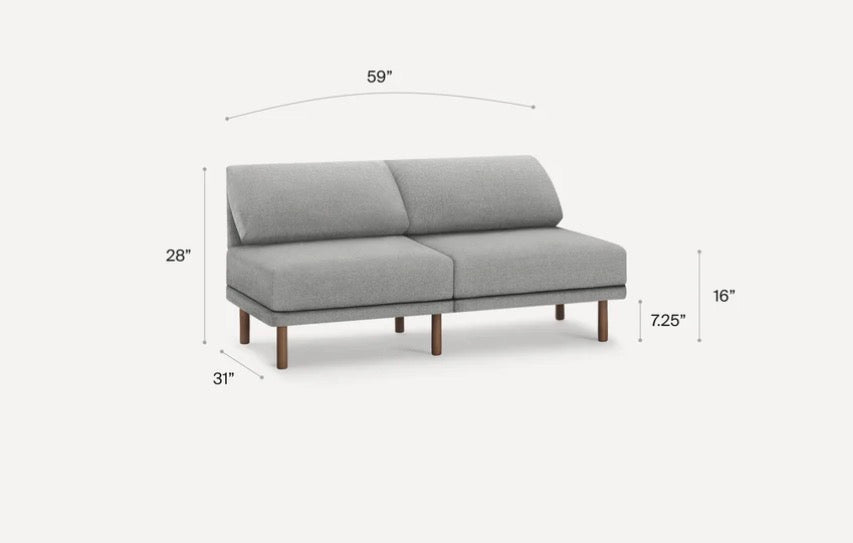 Burrow Range 2- Piece Open Sofa in Performance Moss Green Flatweave