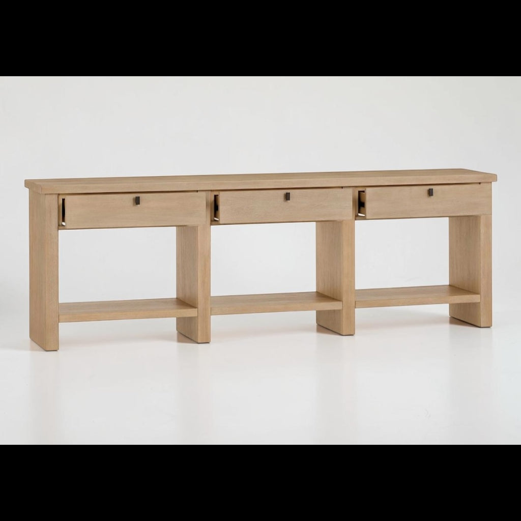 Pottery Barn Modern Farmhouse 90” Console w/ 3 Drawers in Oak Fog