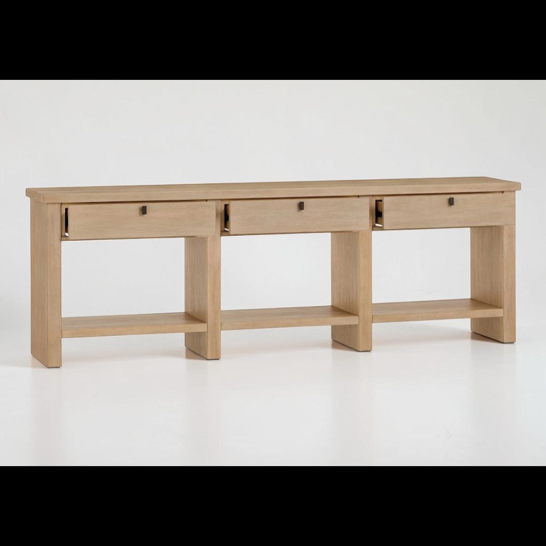 Pottery Barn Modern Farmhouse 90” Console w/ 3 Drawers in Oak Fog