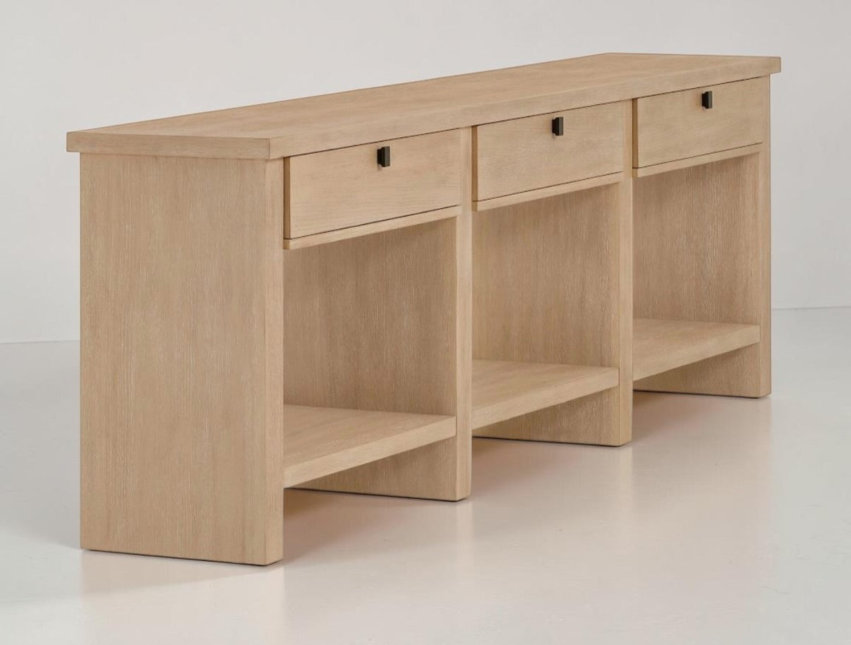 Pottery Barn Modern Farmhouse 90” Console w/ 3 Drawers in Oak Fog