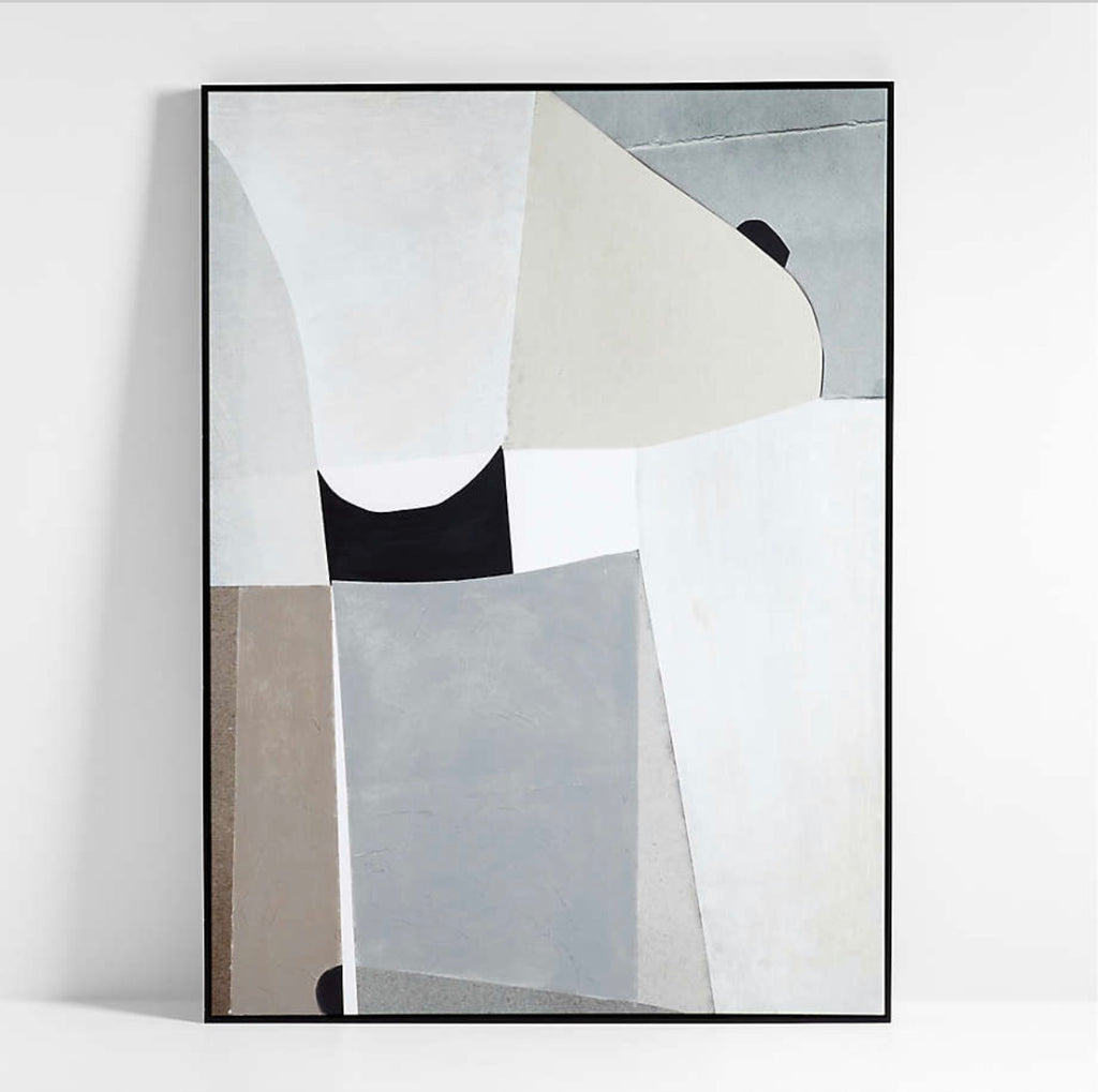 Crate & Barrel Composition of Neutrals" Reproduction 75"x55" Framed Wall Art Print