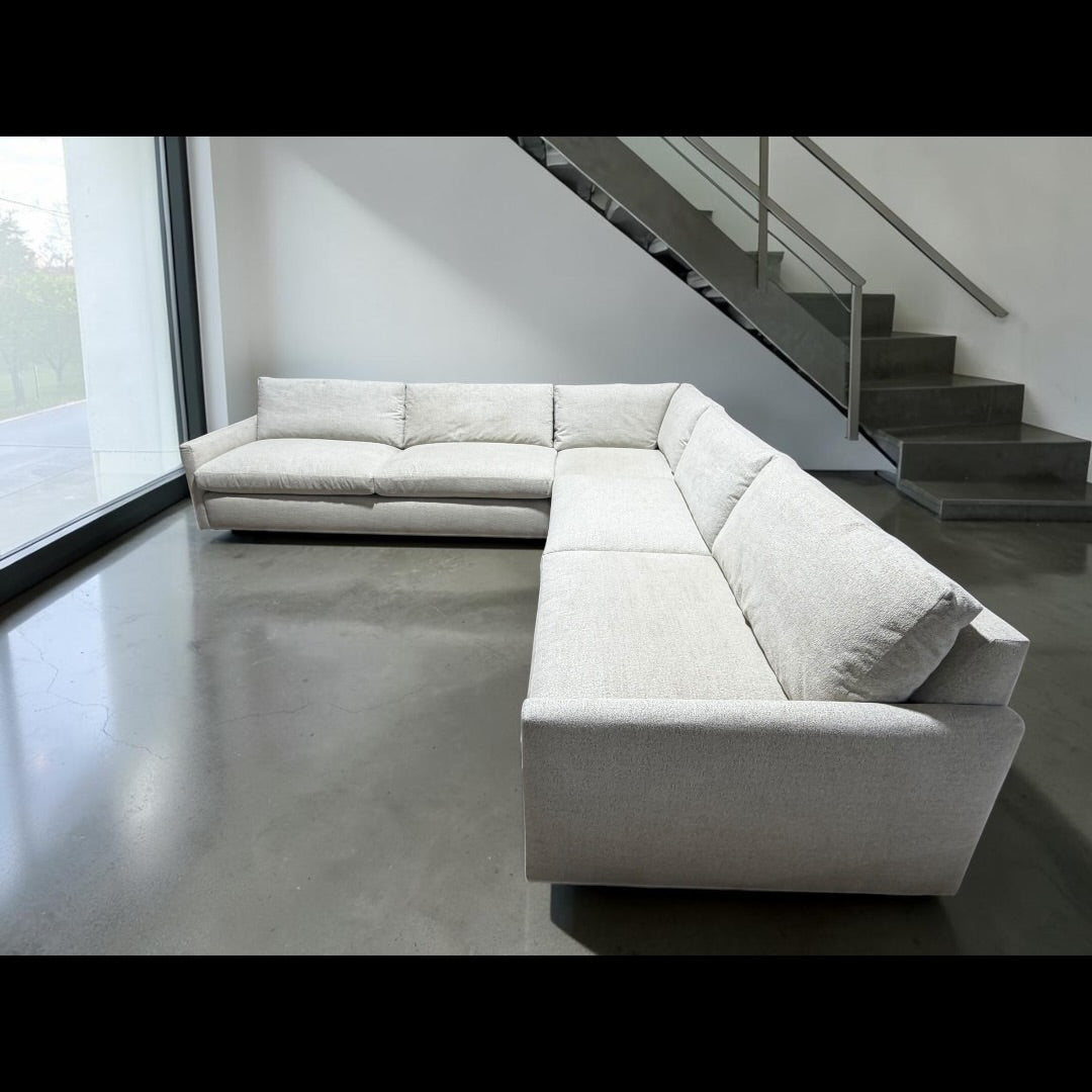 Arhaus Kipton 129” Slim Arm 3 Piece Corner Sectional Sofa in Nomad Snow