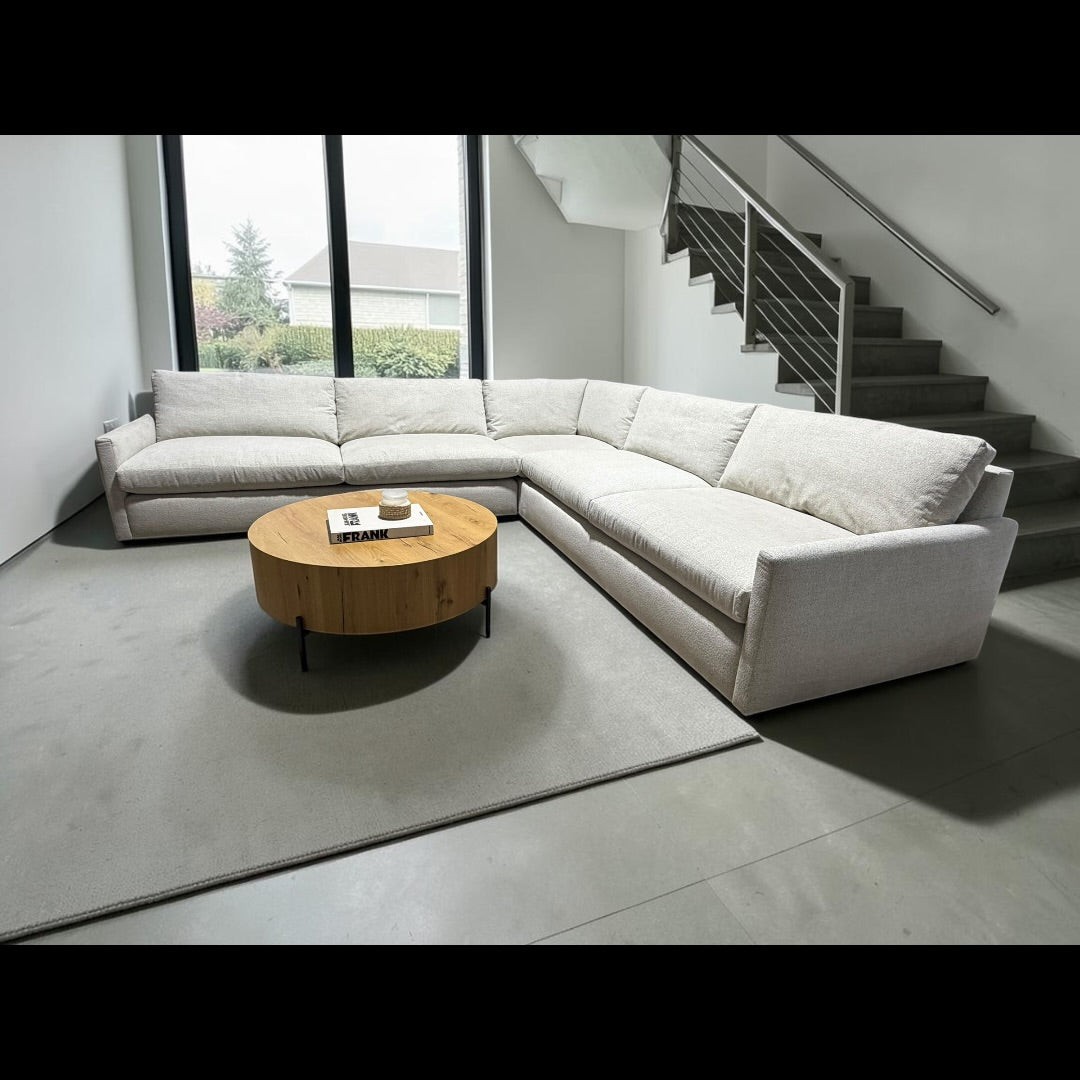 Arhaus Kipton 129” Slim Arm 3 Piece Corner Sectional Sofa in Nomad Snow