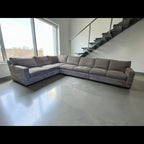 Crate & Barrel Axis 4 Piece L Shape Sectional Sofa Double Sleeper in Douglas Ice Herringbone Microfiber